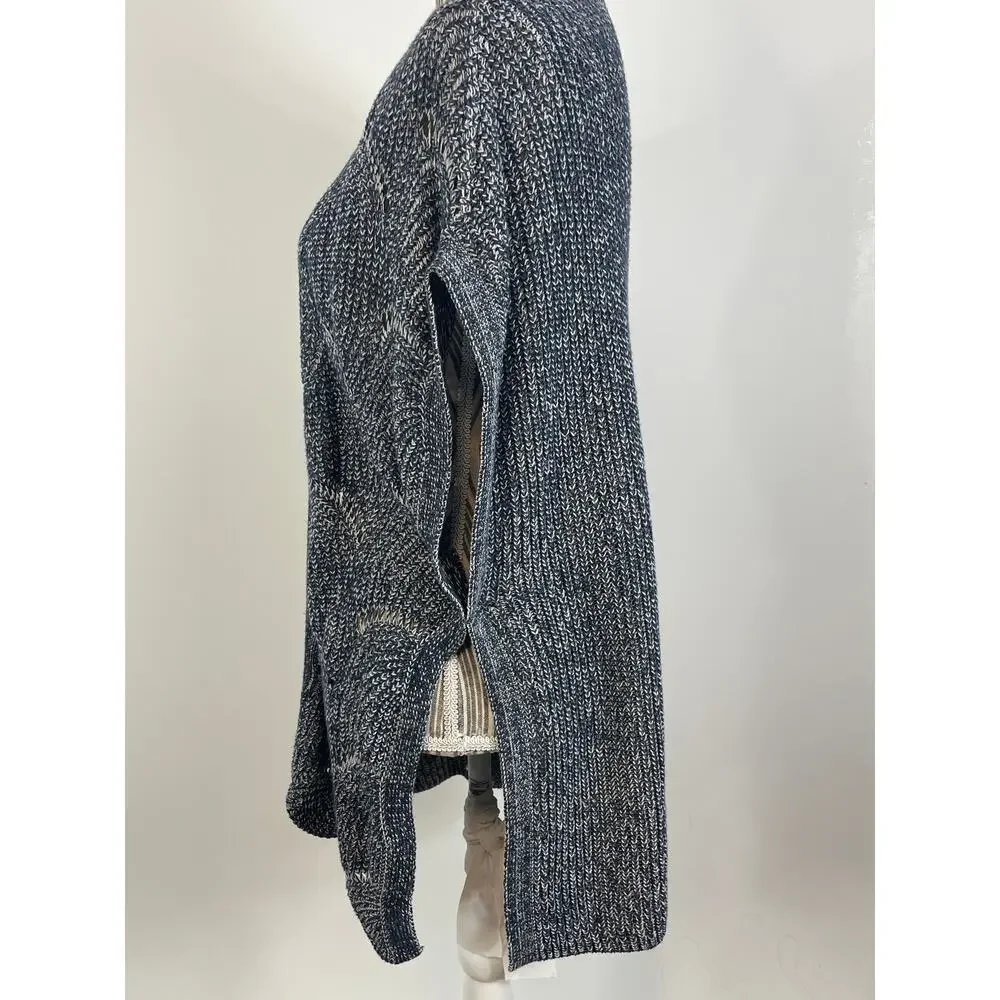 Anthropologie Moth Blue Open Front Sleeveless Sweater Vest Oversized Size Medium